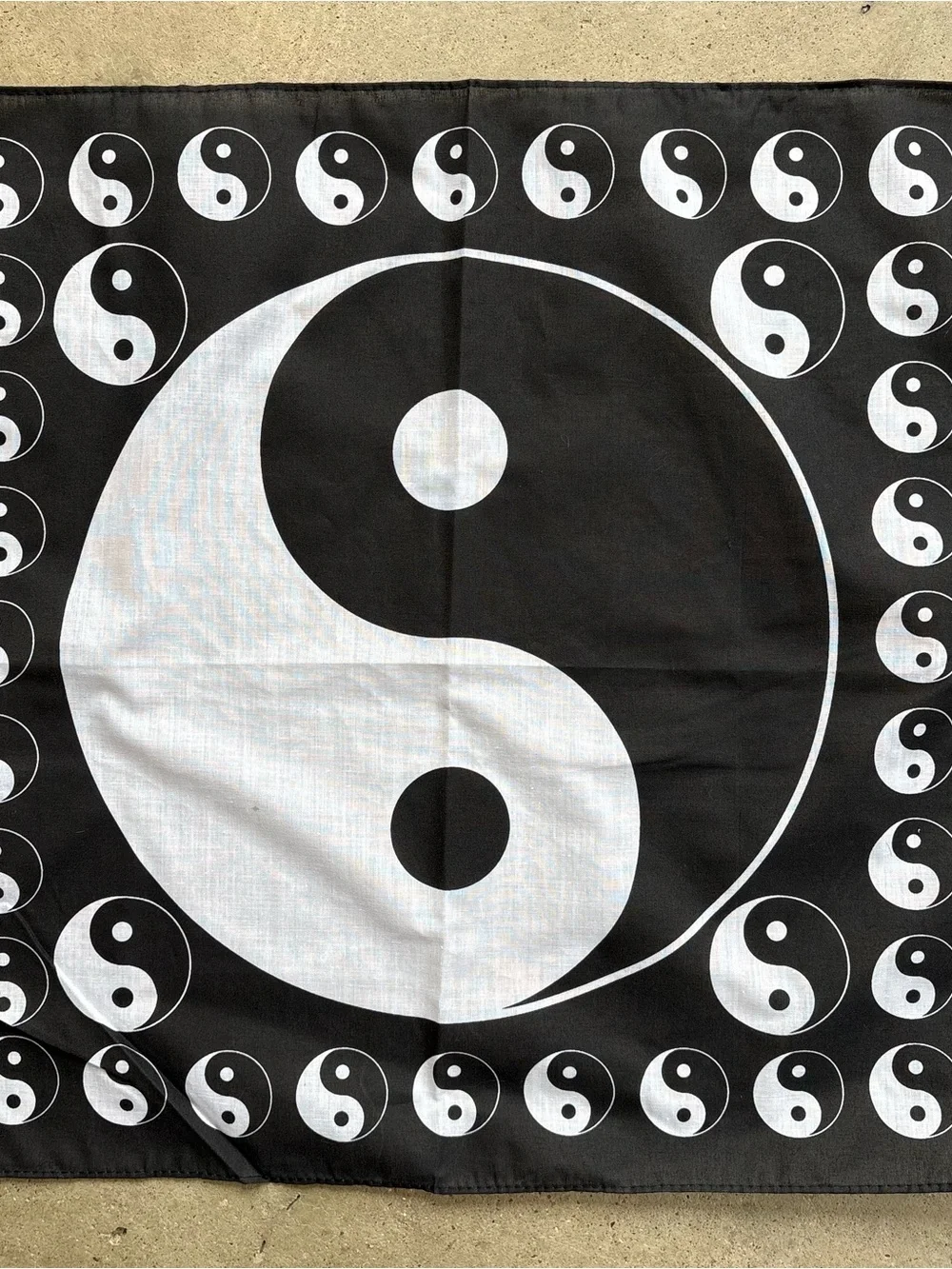 Yin Yang Black & White Square Bandana Scarf Wall Hanging